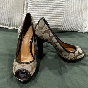 Coach Women's Brown Peep-Toe Heels